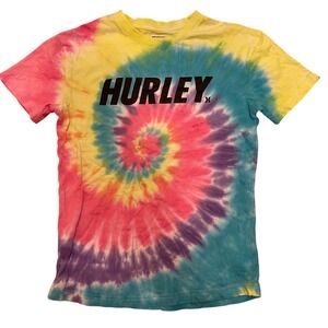 Hurley Tie Dye Graphic‎ Tee Colorful Spiral Design Short Sleeve Top Size Medium